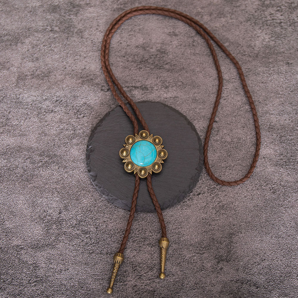 Wholesale Turquoise Pattern Alloy Accessories Polo Tie Fashion Collar Necklace